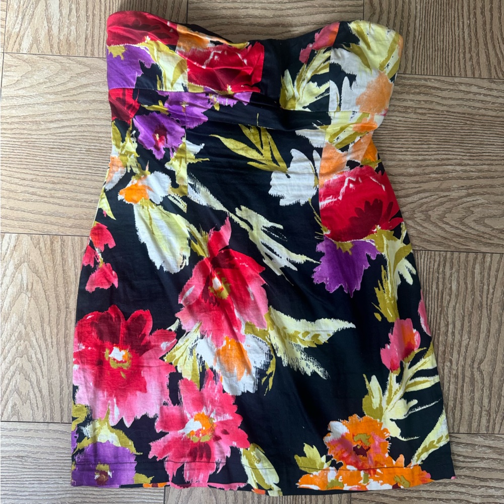 Forever 21 Floral Strapless Dress M